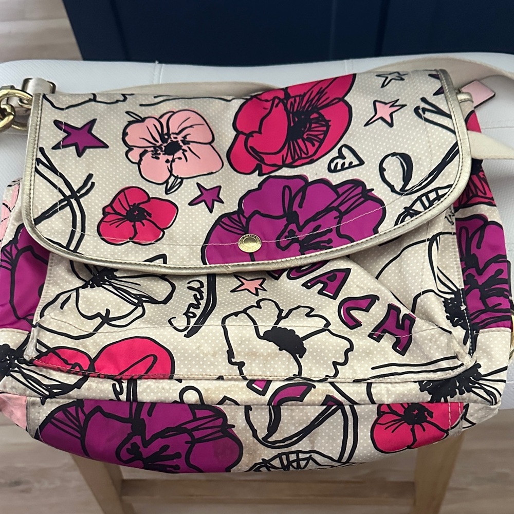 Coach ‘Poppy’  Floral Crossbody Bag - Pink and Cream